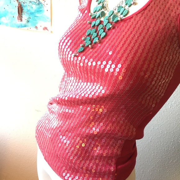 Next Era Red Sequined Fitted Tank - Picture 7 of 7